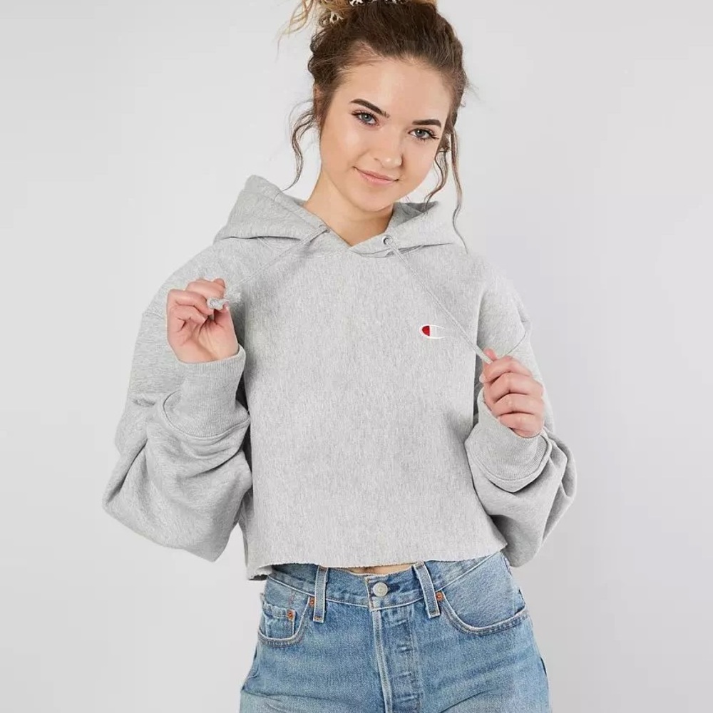 NWT Champion Reverse Weave Cropped Sweatshirt Oxford Gray Small
